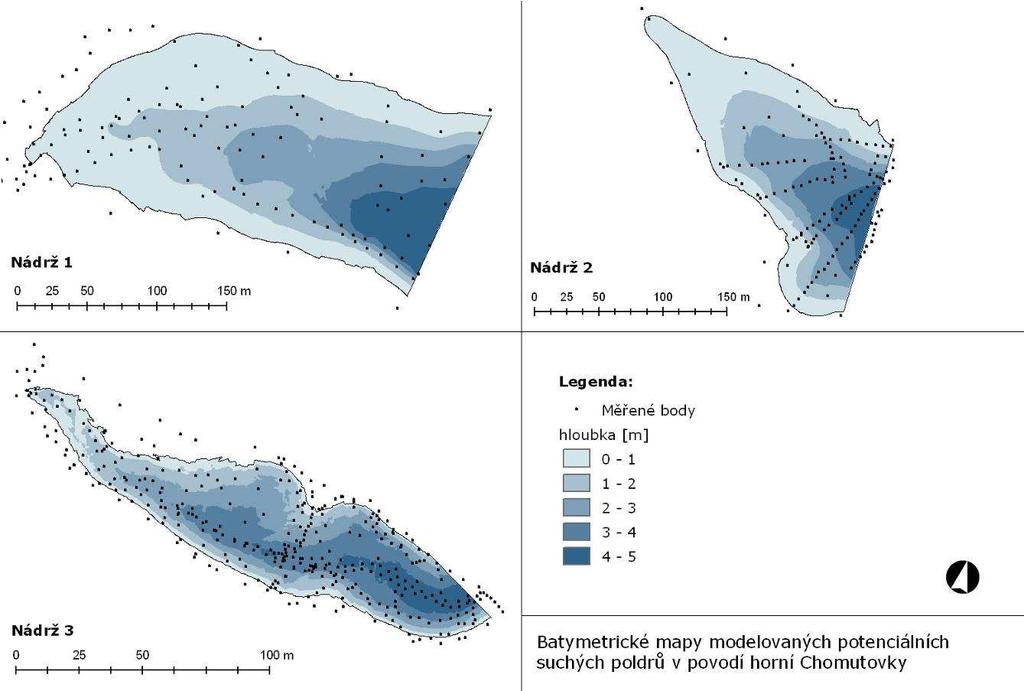 ČÁST B: PŘÍPADOVÉ STUDIE Tabulka 12. Vybrané parametry hypotetických suchých nádrží v povodí horní Chomutovky (Zdroj: vlastní měření) Varianta A Varianta B Objem [tis.