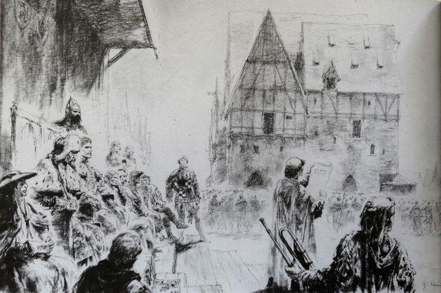 Gustav Krum: Prohlášení basilejských kompaktát v Jihlavě roku 1436.