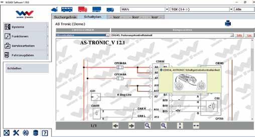 W.EASY - modulární softwarové balíčky ORIGINÁLNÍ SYSTÉMOVÁ DIAGNOSTIKA WABCO ORIGINÁLNÍ DIAGNOSTIKA HALDEX Interaktivní schémata zapojení 16 Diagnostika vozidel různých značek s integrovanou