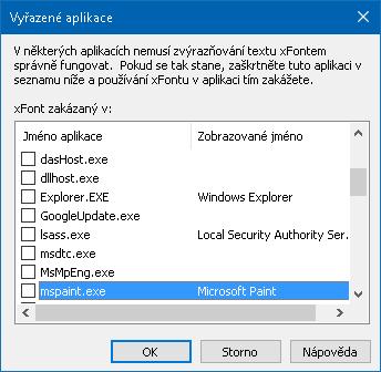 Kapitola 5 Funkce Zvětšovače 121 Zakázání xfontu v problémových aplikacích Některé aplikace obsahují komponenty uživatelského rozhraní, které nejsou kompatibilní s xfontem ZoomTextu.