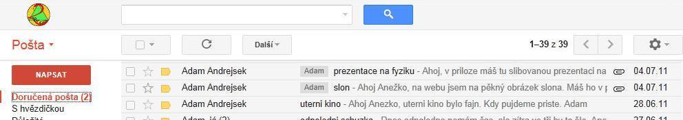 Zobrazení a uložení přílohy Email může obsahovat přílohu. Příloha je soubor, který vám odesilatel posílá zároveň se zprávou.