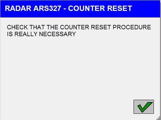 RADAR ARS327- SPECIFIC FUNCTION RADAR ARS327 Easy SPECIFICKÉ FUNKCE EASY zkontroluje přítomnost DTC 0x96F1EE v ECU.