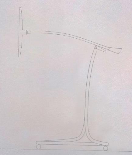 Variantní studie designu 4.4 Varianta II U druhé varianty si na první pohled všimneme, že jak rameno, tak i zbylá část stojanu, jsou tvořeny vždy dvěma ohýbanými kruhovými trubkami.
