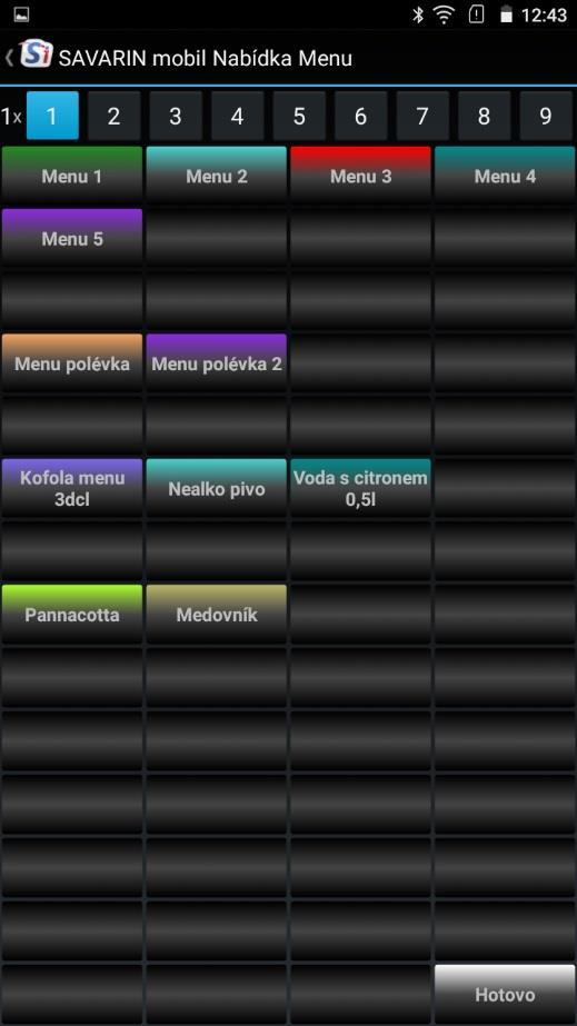 Top nabídka MENU - s výběrem menu +