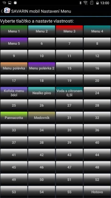 Klikem na již nastavené tlačítko ho můžete upravit, vymazat, na ještě nezadaném nastavit. Klikem na tlačítko PLU vyberete PLU dle seznamu. SW doplní název k PLU.
