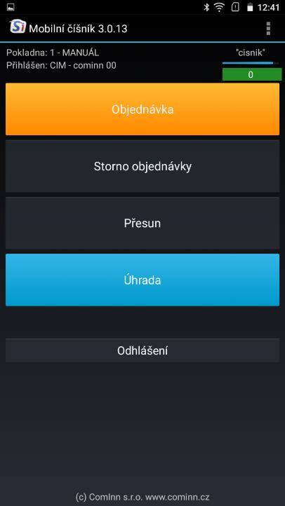 ÚVODNÍ OBRAZOVKA Po spuštění aplikace MČ se zobrazí úvodní