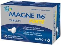 VLHKÝ KAŠEL Magne B6 Forte tablety 50 tablet Obsahují citrát hořčíku pro účinné doplnění hořčíku. Hořčík a vitamín B 6 přispívají ke snížení míry únavy a vyčerpání a k normální psychické činnosti.