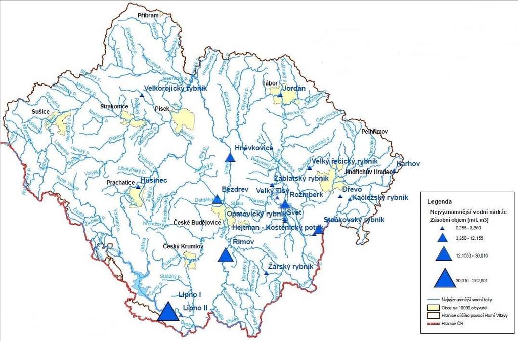 NÁDRŽE Na území Jihočeského kraje se nachází řada významných vodních nádrží, převážně s účelem ochranným, vodárenským, hydroenergetickým a rekreačním.