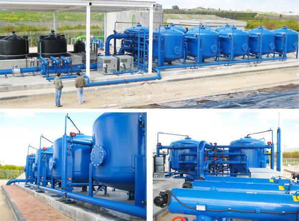 obr. 55 - Komplexní jednotka terciárního čištění odpadních vod pro závlahy obr. 56 - Kompaktní systém úpravy vody pro zavlažování [240m³/h] (http://www.powerplastics.