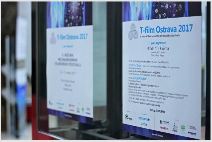 3. Mezinárodní filmový festival T-film 2017 T-film Ostrava je mezinárodní filmový festival dokumentů, které mapují současný stav přírody a společnosti, s cílem informovat, vzdělávat a inspirovat.