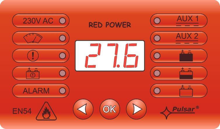 6. Funkce. 6.1. Ovládací panel. Napájecí zdroj (PSU) je vybaven signalizačním panelem s tlačítky a LED displejem, umožňujícím zobrazení všech dostupných elektrických parametrů.