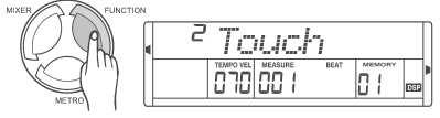 Nastavovacím kolečkem, nebo tlačítky + a -, vyberte požadovanou hodnotu (nastavitelné hodnoty jsou 0 a 2 až 9, základní nastavení je 4).