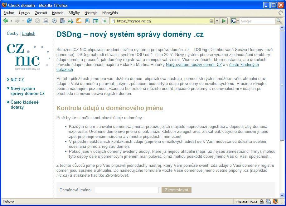 CZ.nIC nabízí nástroj na kontrolu kontaktních údajů u domén CZ sdružení CZ.