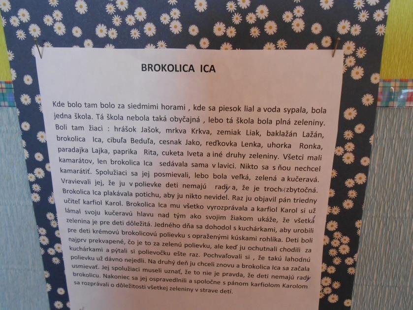 PRÁCA AKO TVORIVÁ ČINNOSŤ ZAMERANÁ NA TÉMU ZELENINY A JEJ