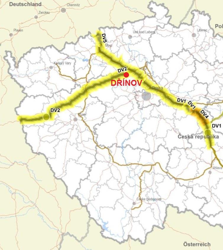 Politika územního rozvoje České republiky, ve znění Aktualizace č. 1 vymezuje na území obce Dřínov koridor pro zdvojení potrubí k ropovodu IKL mezi CTR Nelahozeves Rozvadov (DV2).