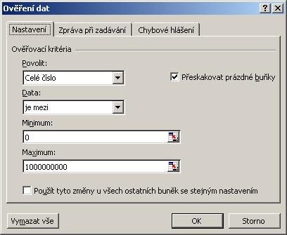 Automatická kontrola dat Umožňuje ověřit typ,