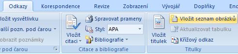 Automatické seznamy ve Wordu Máme-li vytvořené automatické titulky grafů a