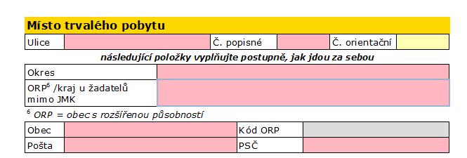 Dále vyplníte číslo účtu, které musí souhlasit s přílohou žádosti kopie smlouvy o zřízení běžného účtu či potvrzení od banky.