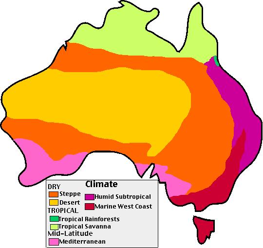 Regionální klimatický vývoj holocénu: Austrálie - nedostatek syntetických studií - dostupné studie odhadují poměrně malé rozdíly mezi podmínkami středního a mladšího holocénu (Pickett et al.
