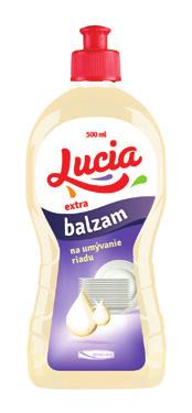 LUCIA Extra 500 ml, 1 l, 5 l S antibakteriálnou prísadou - orange, citrus, balzam Umývanie riadu a povrchov Prostriedok na ručné umývanie riadu.