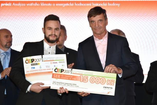 CENU PENTA REAL ESTATE ve výši 15 000 Kč předával již druhým rokem Petr Palička