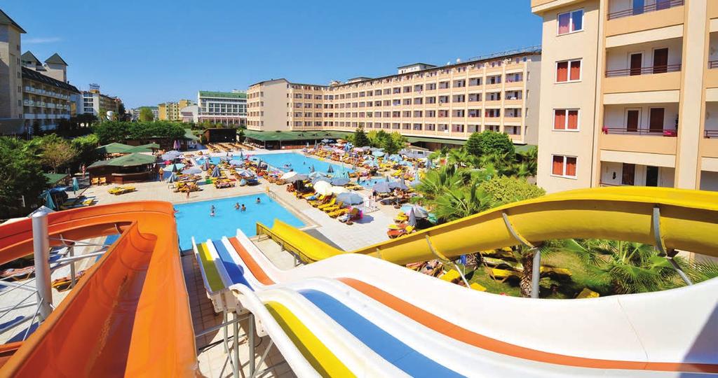 214 hotel Eftalia Resort Alanya Konakli ALL INCLUSIVE raňajky, obedy, večere formou bufetových stolov miestne nealkoholické a alkoholické nápoje od 10:00 do 00:00 hod.
