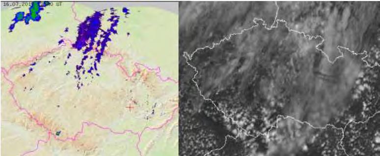 Výpis ze zpráv SYNOP z meteorologické stanice Luká (LUK) ze dne 16. července 2017.