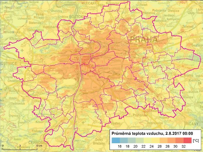 Výsledky jasně ukazují přehřívání zejména v oblastech s typem pokryvu LC01 (Hustá a vysoká zástavba v centrech měst), LC02 (Rozptýlená nižší zástavba v centrech měst) a LC10