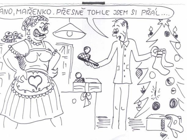 "Tolik dárků, všichni mi budou závidět, hračky se budou kazit a tolik baterek do nich." Z pokoje optimisty se ozývá smích.