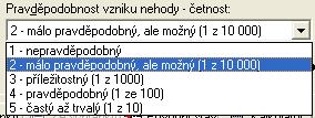 vypočtená jako součin pravděpodobnosti vzniku nehody, definice dle obr. 2, a možných následků ohrožení, dle obr. 3. Na obr.
