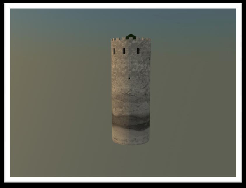 Render namodelované věže Dalším krokem, bylo svícení a rendering.
