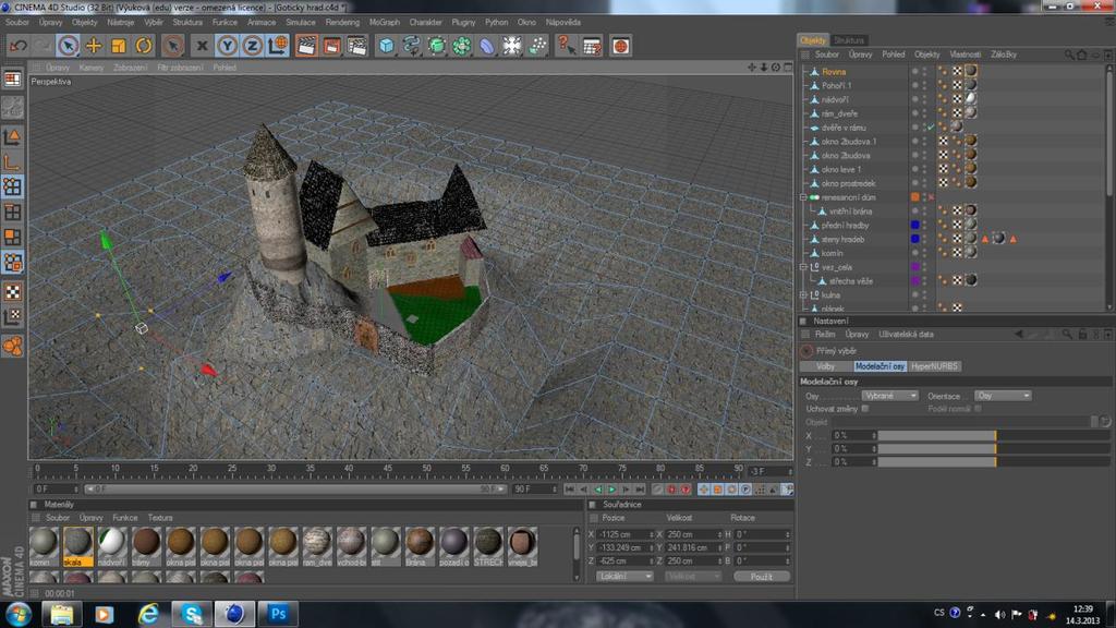 3.6. Postup modelování jednotlivých fází hradu 3.6.1 Gotická část Z dokončené části projektu, jsem se rozhodla použit gotickou část.