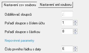 4 Příklady nastavení importu obratů účtů z csv a xml souborů 4.1 CSV soubory 4.1.1 Nastavení pro systém ABRA G3 (ABRA Gen) Oddělovačem sloupců je středník.
