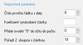 Sloupec s číslem účtu je v souboru první, s částkou Zůstatek MD šestnáctý a Zůstatek D osmnáctý.