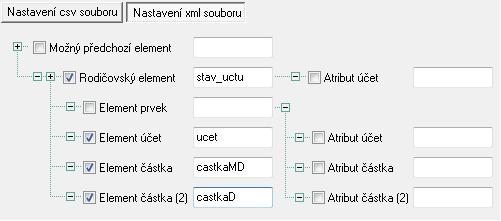 4.2.2 Verze XML souboru, kde je účet <ucet> a částka