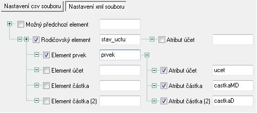 Element <prvek> má 3 atributy - ucet, castkamd a