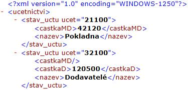 Element <stav_uctu> má podřízený element <castkamd> a