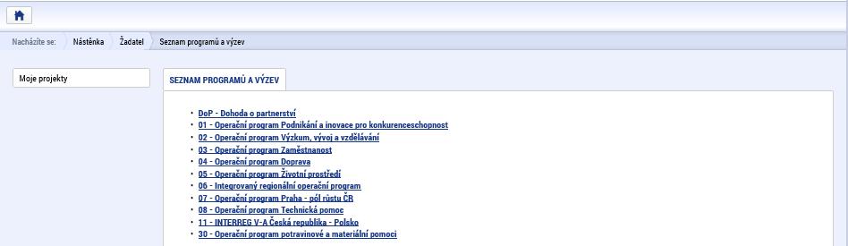 žadatel o podporu musí přejít z aktuálně vyplňovaného formuláře na jiný, není to samozřejmě jediná jeho možnost.