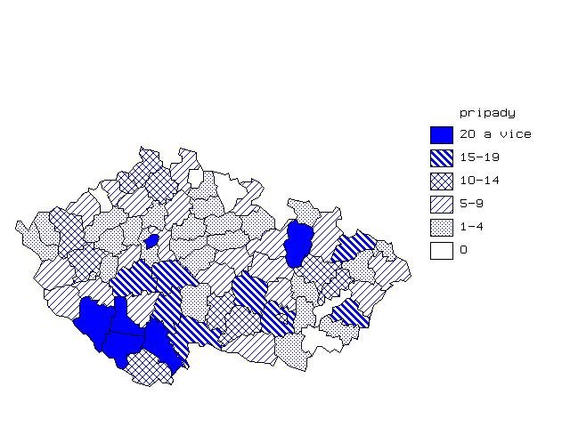 Klíšťová encefalitida, 2013, případy