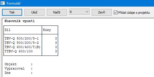 Program provede sestavení uliční vpusti s ohledem na co možná nejmenší rozdíl požadované a skutečně sestavené výšky. Sestavení vpusti je možné opakovat tlačítkem.
