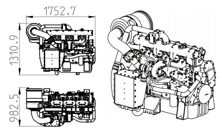 2.4 Popis spalovacího motoru jednotky CENTO T200 Srdcem kogenerační jednotky je spalovací motor na zemní plyn, který vznikl upravením spalovacího naftového motoru z nákladního auta viz následující