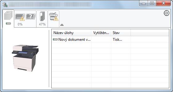 Tisk z počítače > Sledování stavu tiskárny (Status Monitor) Karta Průběh tisku Zobrazí stav tiskové úlohy. 1 Ikona stavu 2 Seznam úloh 2 1 Ze seznamu úloh vyberte úlohu.