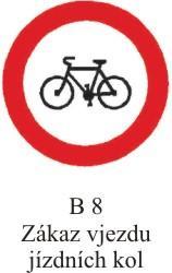 Cyklista a další dopravní značky Zákazová: