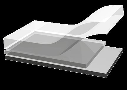 MULTI-LYER LMINTED MTERIL The Folam OWDN laminated material consists of a coloured O PET (biaxial-oriented polyester) film with an aluminium coating on the inside or on the outside, and a PE