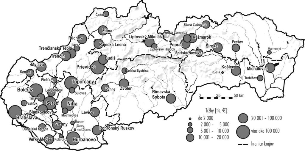Mapa 2 Najväčšie podniky potravinárskeho priemyslu na Slovensku v roku 2011 Tabuľka 2 Najväčšie podniky potravinárskeho priemyslu na Slovensku v roku 2011 1. Kraft Foods Slovakia, a.s., Bratislava 230 814 252 035-8,4 2.