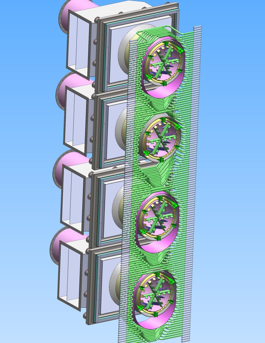 Obr.1: 3D model práškového hořáku s výhyby Rozměrová stálost ústí práškových hořáků je také zajištěna tím, že jednotlivé výstupy nemají obdélníkový, nýbrž kruhový tvar.