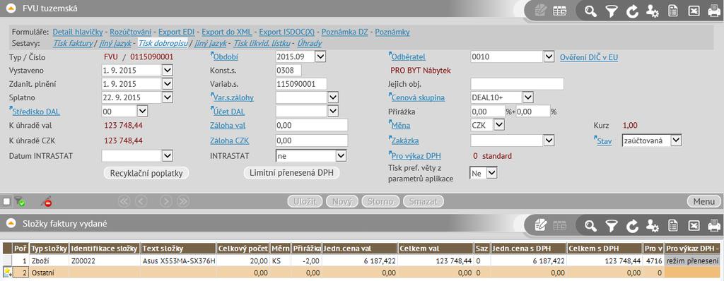 V režimu detail se při zamknutí formy zobrazí příznak jednosměrky na tmavě šedou.