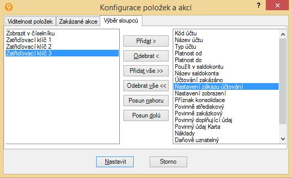 Tyto zobrazení je možné uložit a později je používat, popis uložení a výběru je uveden níže.