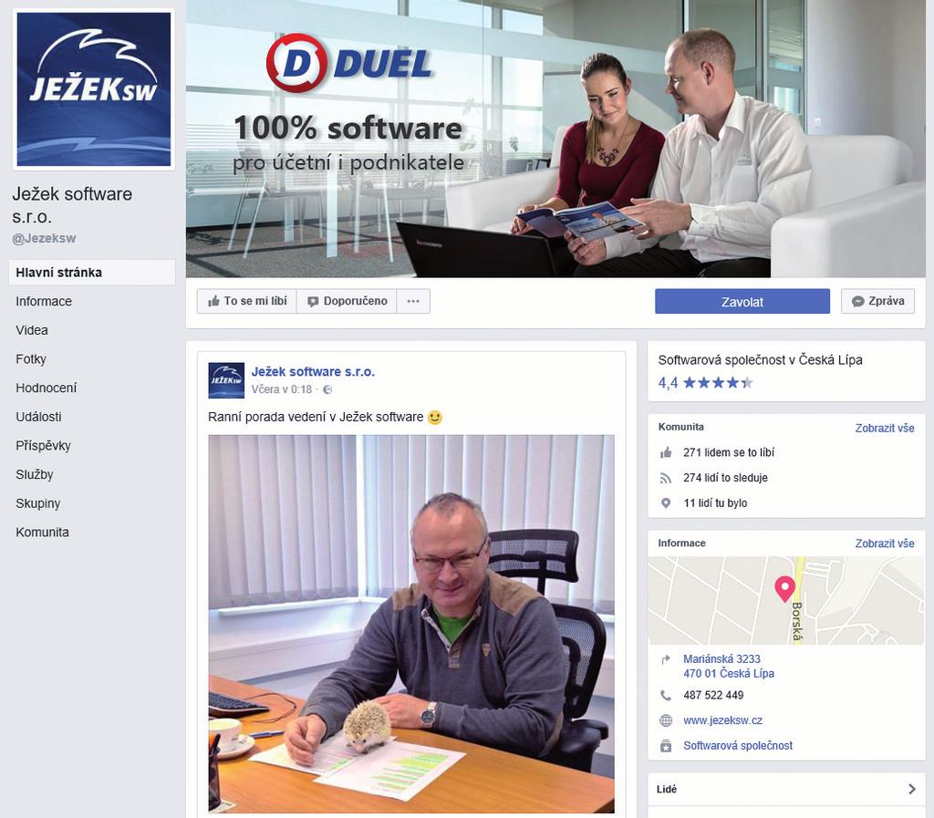 Ježek software s.r.o. na sociální síti Facebook Jak nejrychleji sdílet s určitým okruhem osob požadované informace, články, videa?