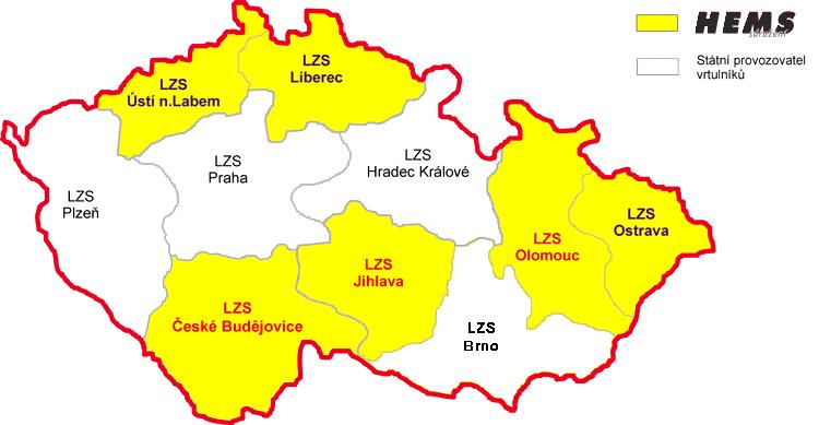 Obrázek 12.1 Střediska letecké záchranné služby 12.